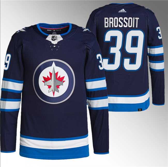 Mens Winnipeg Jets #39 Laurent Brossoit Navy Stitched Jersey->winnipeg jets->NHL Jersey